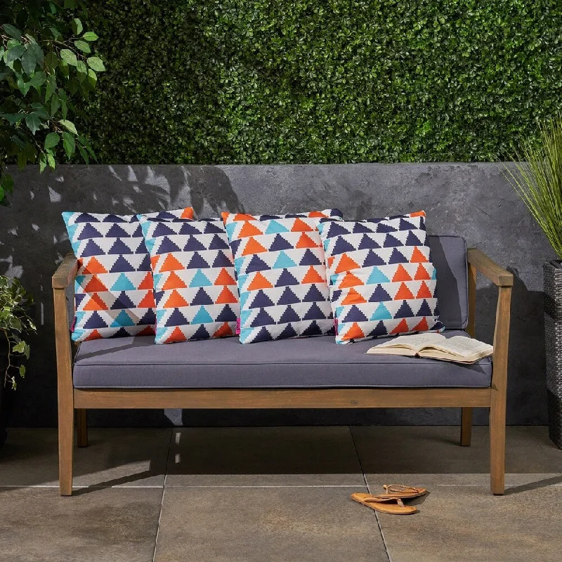 Triangle Boho Outdoor 17.75" Square Cushion (Set of 4）by Christopher Knight Home