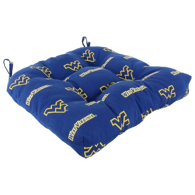 West Virginia Mountaineers Indoor / Outdoor Seat Cushion Patio D Cushion 20" x 20", 2 Tie Backs - 20" x 20" x 3"