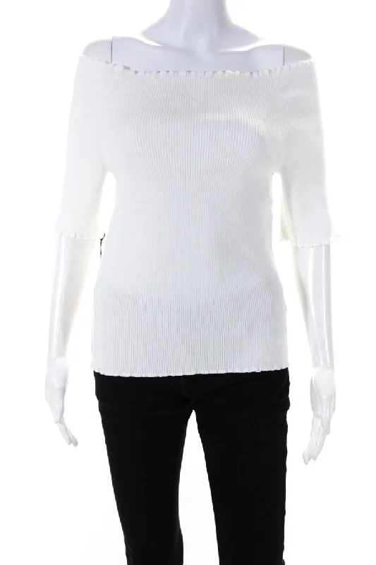 Adeam Womens Wave Knit Top White