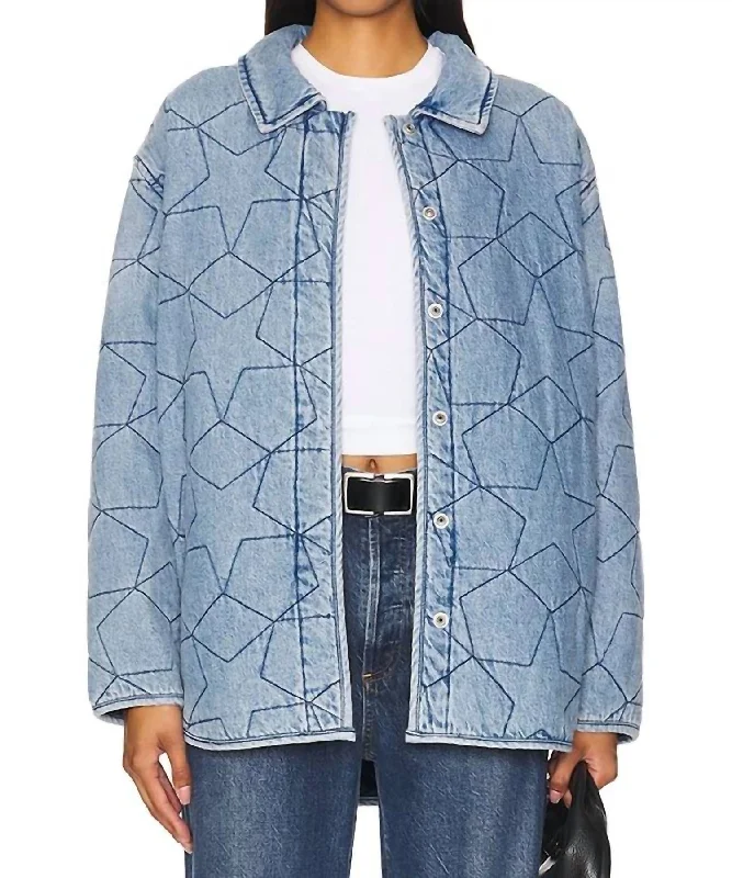 Alyssa Oversized Quilted Shacket In Marmont Star