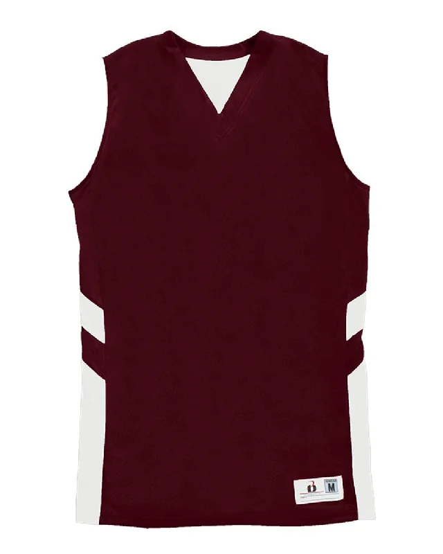 maroon/ white