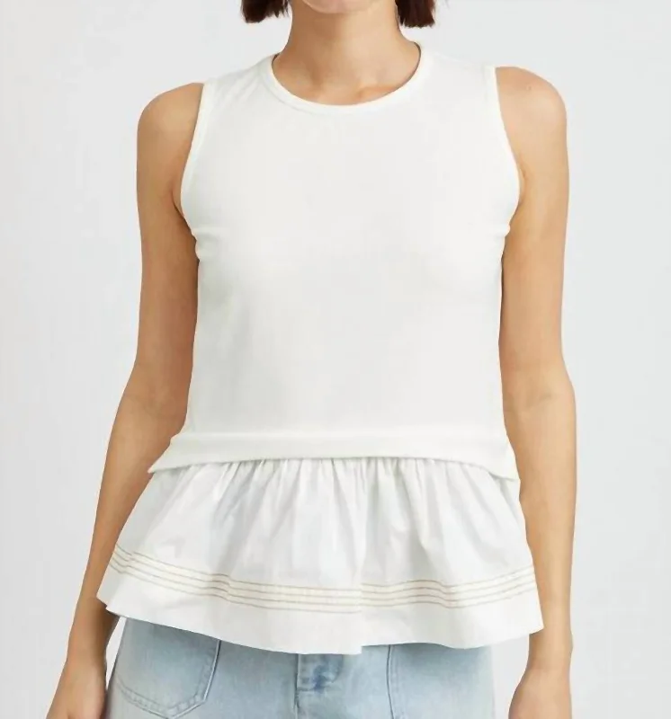 Brianna Sleeveless Ruffle Top In White