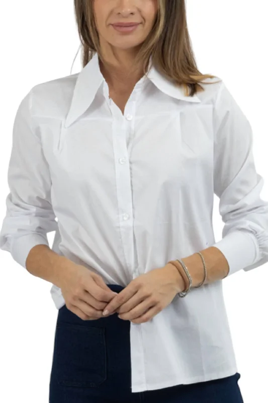 City Line Button Down Top In White