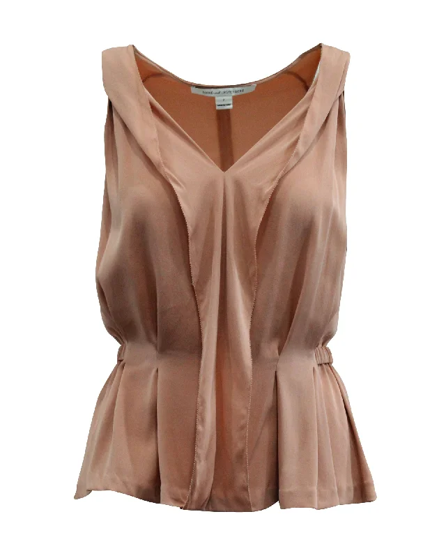 Diane Von Furstenberg Peplum Blouse in Pastel Pink Silk