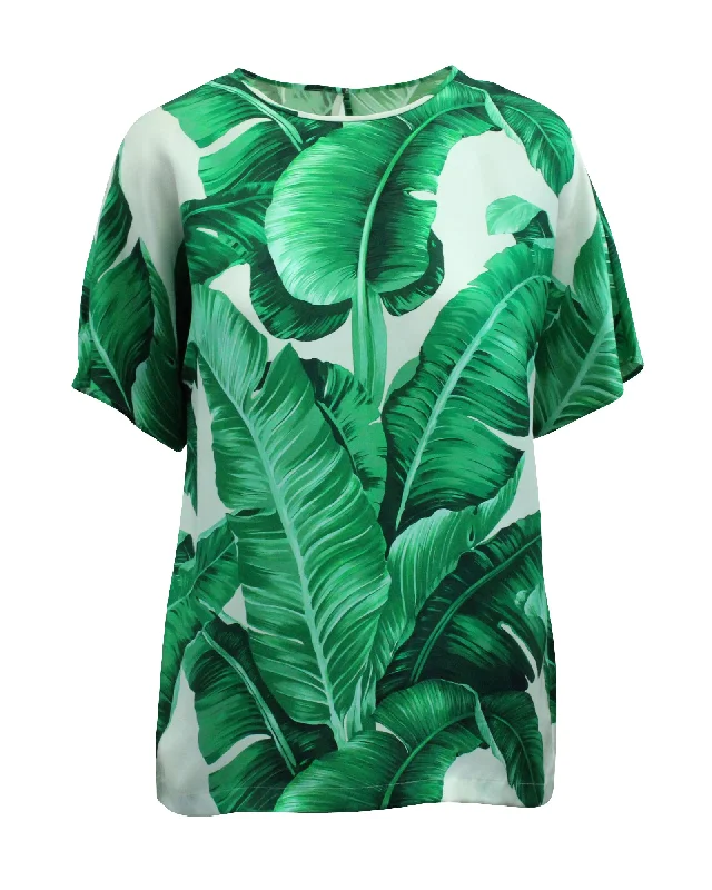 Dolce & Gabbana Banana Leaf Print in Multicolor Silk