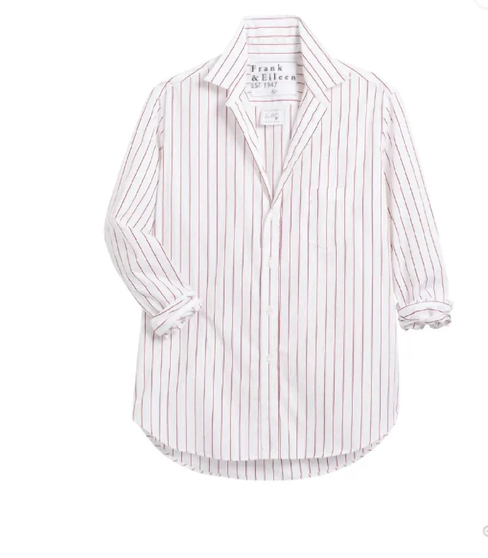 Eileen Button Up Shirt In Thin Red Stripe