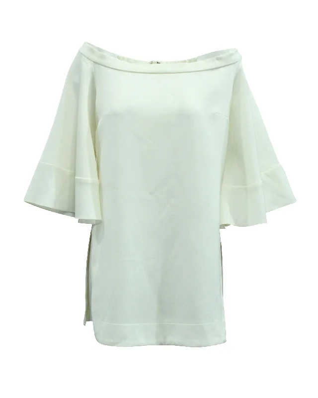 Ellery Elize Off-The-Shoulder Bell Sleeve Top in White Cotton