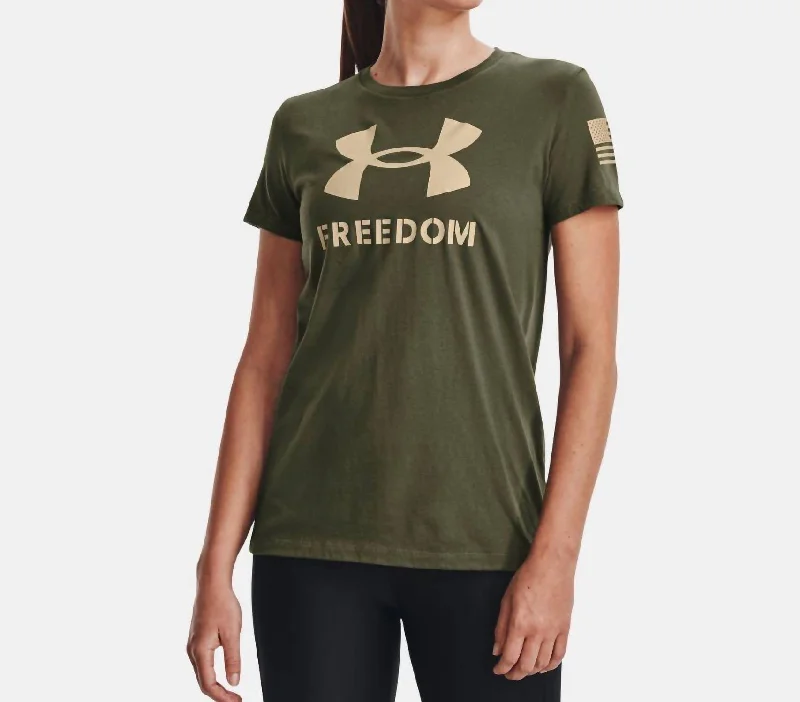 Freedom Logo Shirt In Marine Od Green/desert Sand