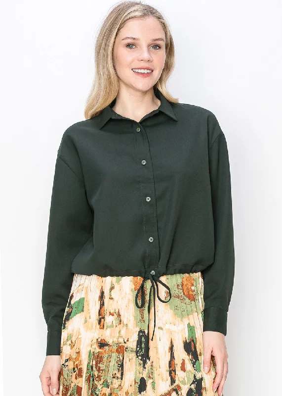 Hunter Green Button-Down Blouse