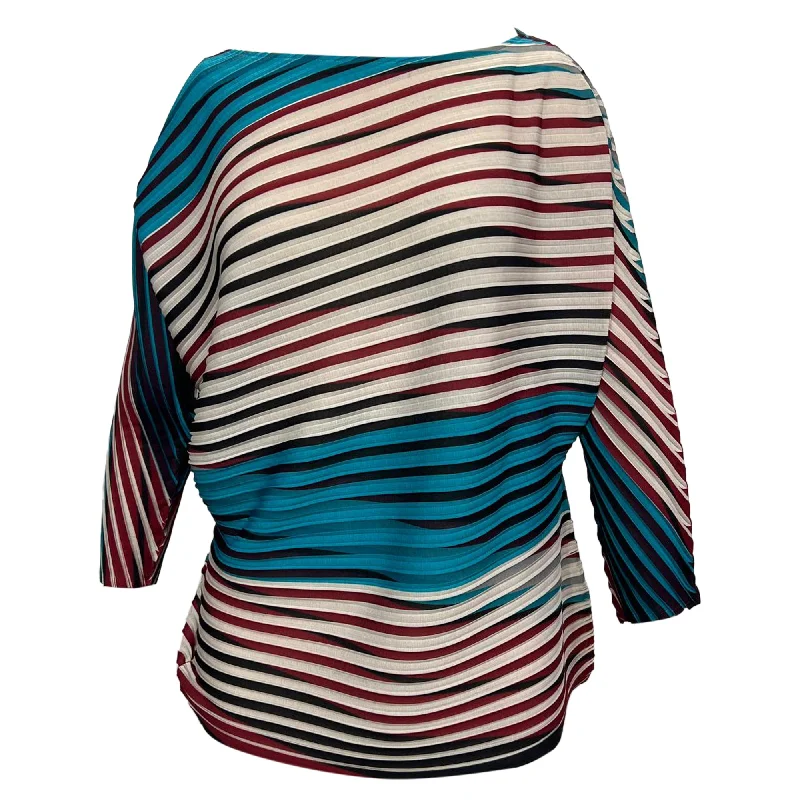 Issey Miyake Striped Top in Multicolor Polyester