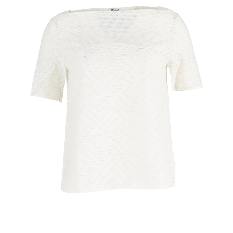 Kenzo Textured Top in White Cotton