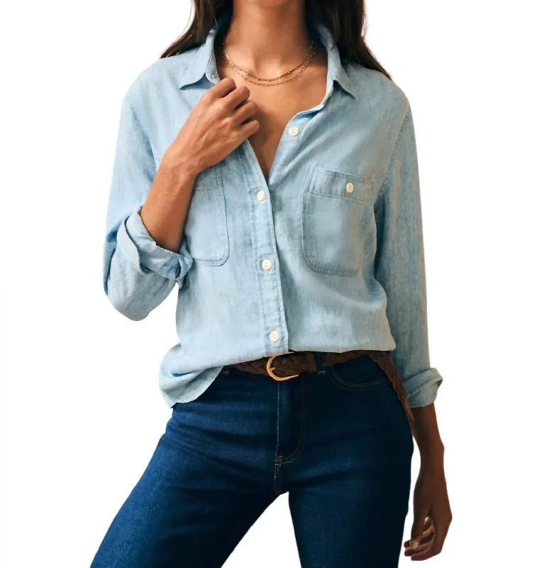 Tried & True Chambray Shirt In Mid Wash