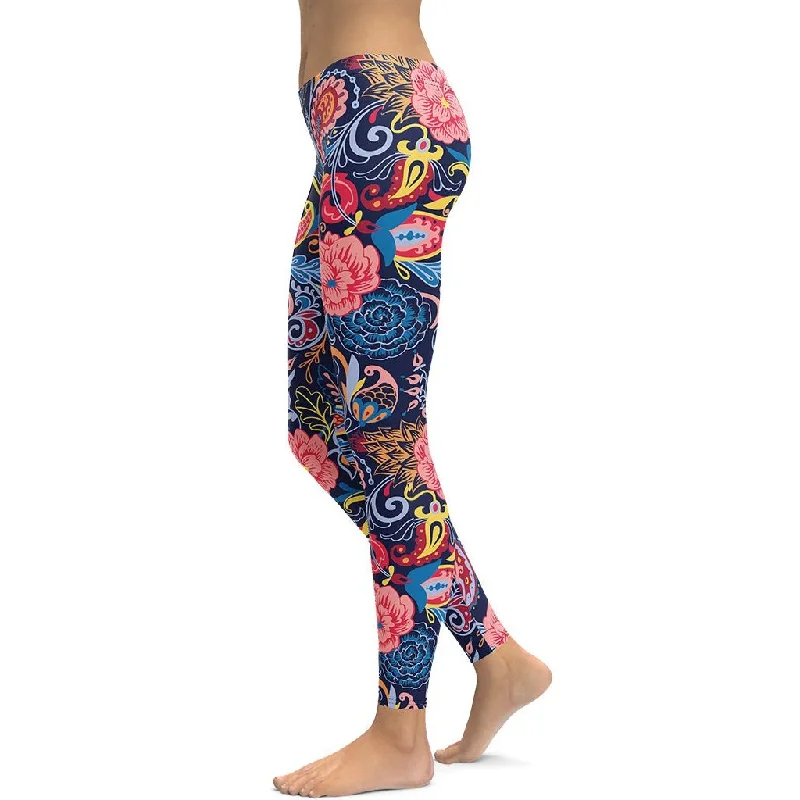 Art Deco Floral Leggings