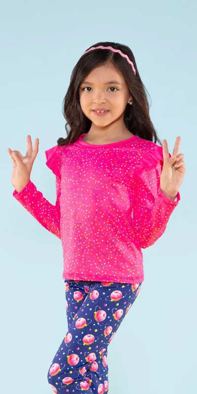 Donut Sprinkle - Kids Ruffle Long Sleeve Top