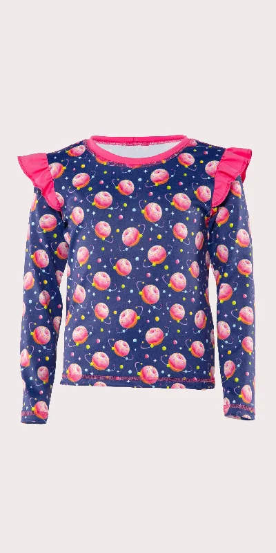 Galaxy Glaze - Kids Ruffle Long Sleeve Top