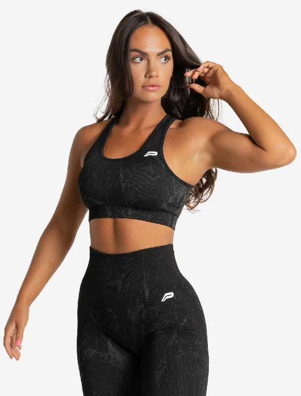 Marble Seamless Sports Bra - Black