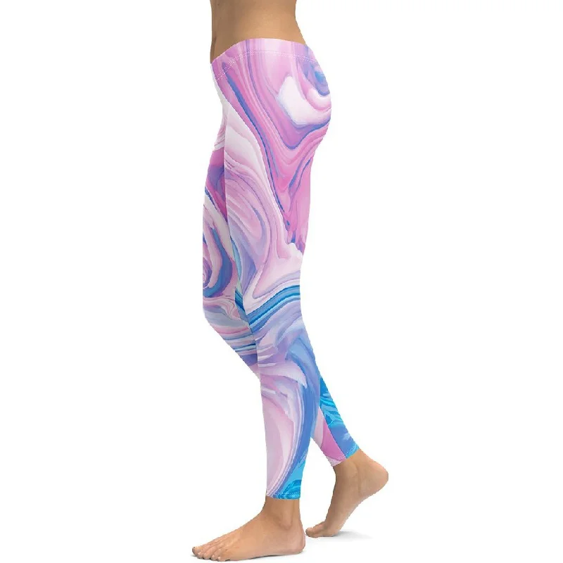 Pink & Blue Marble Leggings