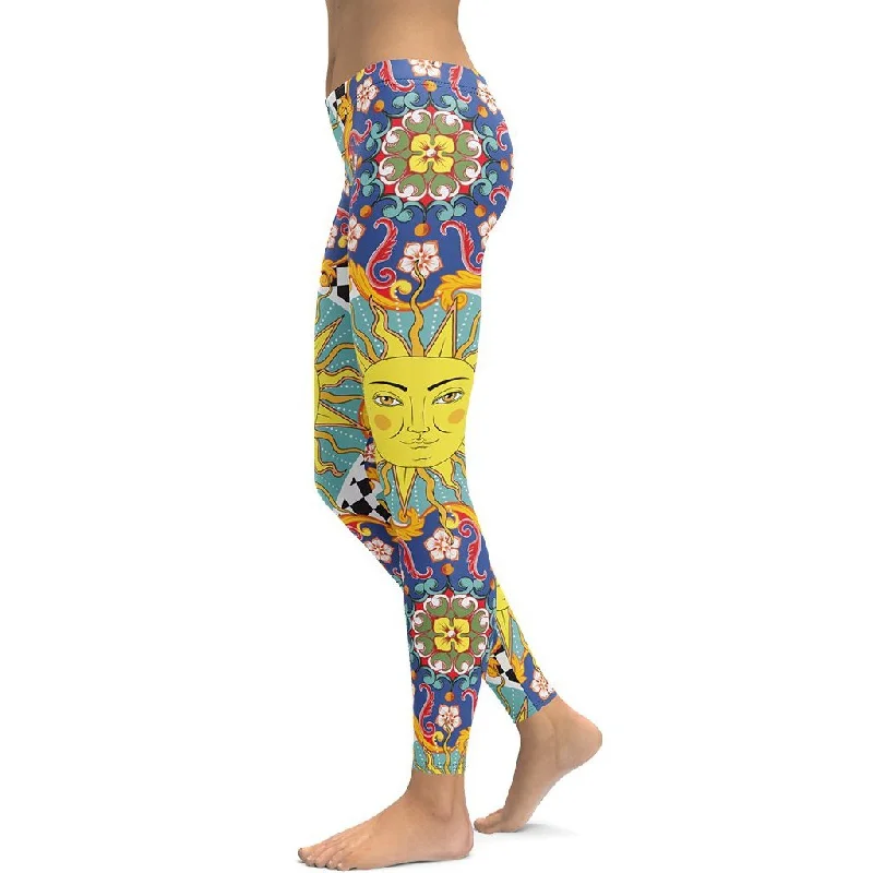 Psychedelic Sun Print Leggings