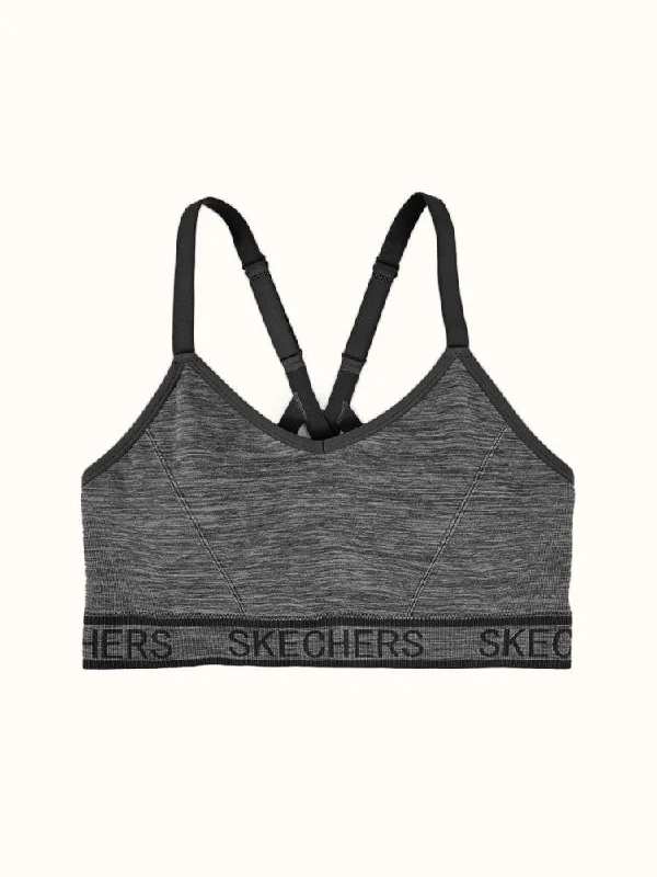 Seamless Strappy Sports Bra - Black