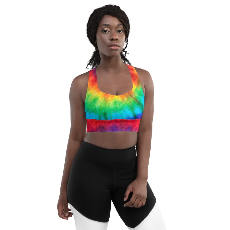 Tie Die Rainbow Longline sports bra