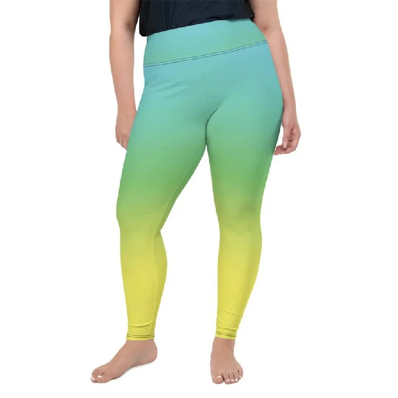 Vibrant Blue & Green Ombre Plus Size Leggings